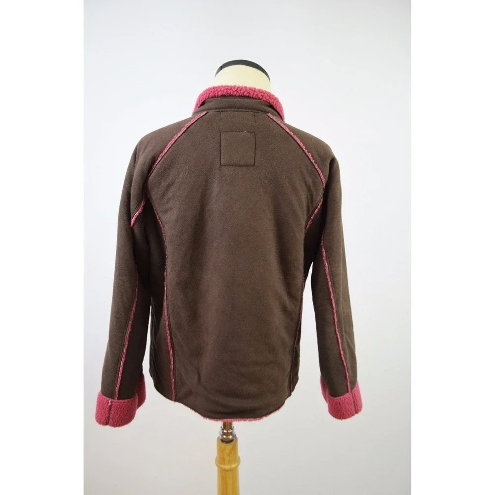 OSHKOSH B'GOSH Girls 7 Jacket Retro Vintage Pink Sherpa Fleece Microfiber Brown